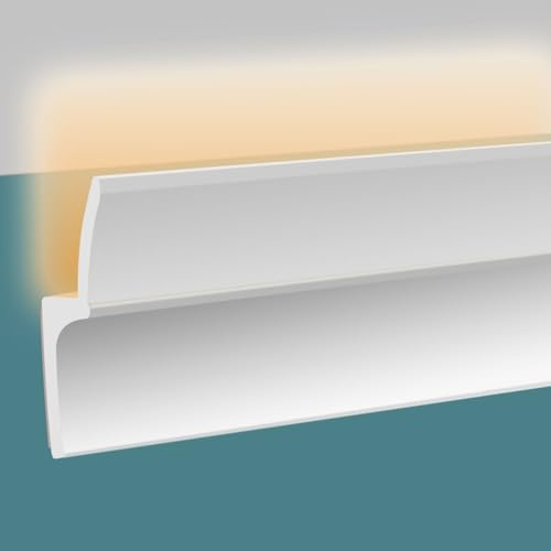 LED Indirekte Beleuchtung Wandleisten LED Stuckleisten Deckenleiste 2m Silikon Profil Lichtleiste für Indirekte LED Beleuchtung (2 Meters)