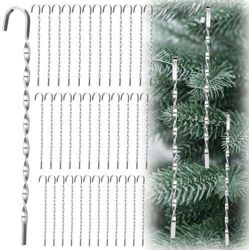 Yookeer 50 Pcs Victorian Christmas Tree Metal Tinsel 9.8, 7.9, 5.9 Inch Vintage Tin Icicles Christmas Tree Tinsel Hanging Ornaments Nostalgic Decor for Xmas Party Decorations Supplies