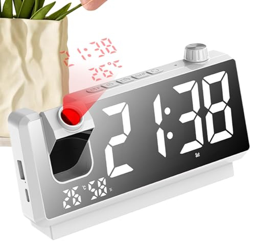 Generisk väckarklocka – HD LED-skärm, intelligent projektionsväckarklocka | 180 graders vridbar digital tidsprojektor | Modernt nattduksbord för sovrum, , resor, kontor, takprojektion,