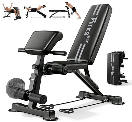 SPYLAVE Banco de pesas plegable multifuncional para fitness, 400 kg, carga de entrenamiento de fuerza, banco de entrenamiento, banco de entrenamiento ajustable para el gimnasio en casa, entrenamiento