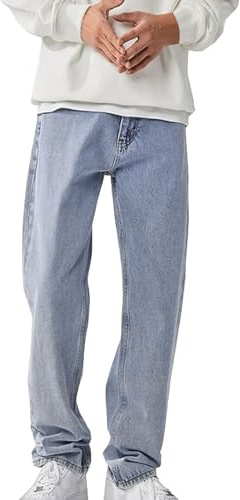 Homme Jean Baggy Y2K Streetwear Vintage Jeans Loose Fit Pantalon en Denim Large Droit Décontracté Skateboard Coupe Droite Hip Hop Adolescent Garçon Straight Patchwork Stretch Slim Élastique Mode Pants