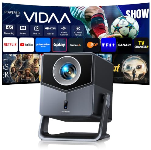 Proiettore 4K【1400 ANSI/Vidaa Sistema】Dolby Audio Proiettore Auto Focus e Keystone Videoproiettore Bluetooth 5.4 Two-way Projector con AirPlay TOPTRO A2 Proiettores TV per HDMI/Home Cinema/Esterni