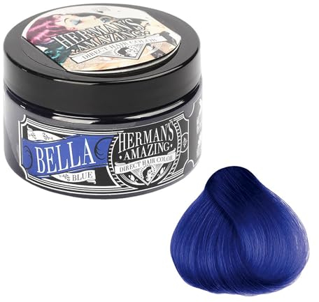 Herman's Amazing Direct Hair Color - Haarfarbe Blau - Semi Permanent Hair Color, Tönung Blau - Conditioner Basis Blaue Haarfarbe - Blue Hair Dye - Bella Blue 115 ml