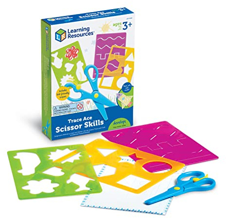 Learning Resources Juego de Recortar Infantil – Set de Actividades para Calcar y Cortar – 3+ Años – Tijeras de Seguridad y Plantillas – Motricidad Fina – Regalo Educativo