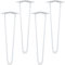 smartpeas 4X Haarnadel Tischbeine Metall - Rostfreies Stahl Tischbeine in Weiß - Hairpin Leg 41 cm Mit 2 Streben - Plus: Bodenschutz und Filzuntersetzer
