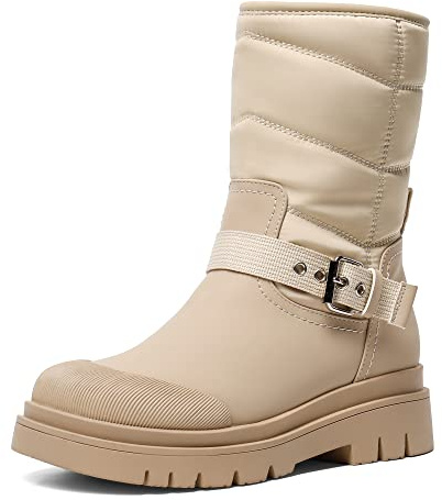 DREAM PAIRS Botas de Nieve Mujer Invierno con Forro Calido y Suela Antideslizante Botas Resistente al Agua,Size 38,Desnudo,SDSB2202W-E