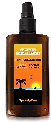 Premium Tan Accelerator - Olio abbronzante per uso lettino e abbronzatura naturale, acceleratore di abbronzatura naturale con estratto di carota, marchio con sede nel Regno Unito