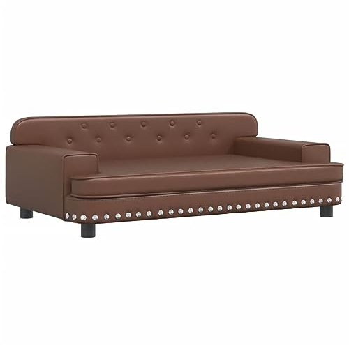 vidaXL Hundebett, Hundekissen mit weicher Polsterung, Hundesofa Hundecouch für kleine Hunde Haustiere, Haustierbett Katzenbett, Braun Kunstleder
