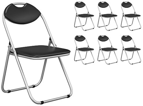 RELAX4LIFE Juego de 6 sillas plegables de escritorio con estructura de metal, asiento acolchado, silla de invitados plegable, soporta hasta 115 kg, silla de visitantes para bodas, banquetes, fiestas,