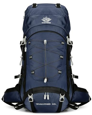 YFREAL 60L Travel Hiking Camping Backpack with Rain Cover, Backpack Water Resistant,Climbing Backpack for Men Women