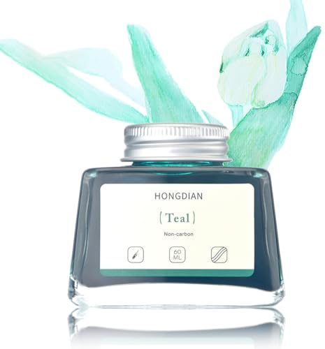 Hongdian Fountain Pen Bottled Ink Teal Color, 60ml Non Carbon Inkwell Bottle, Artist Calligraphy Ink