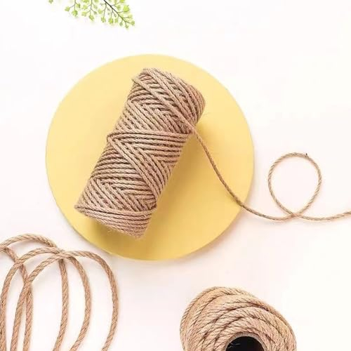 Kordel Deko Paketschnur, Jutekordel Strapazierfähige Dicke Schnur, Schnur Bastelschnur Reißfest, Sisalseil Gartenschnur Bindeschnur für Verpackung, DIY Kunst-Handwerk, Floristik, Dekoration 6mm/100m (