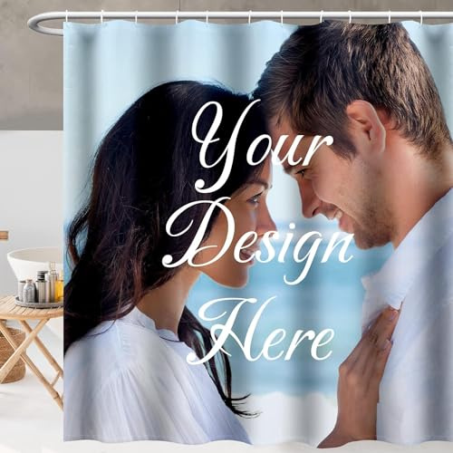 Individueller Foto-Duschvorhang, lustiger Stoff-Duschvorhang, personalisierter Duschvorhang mit 12 Haken, individueller Duschvorhang für Badezimmer