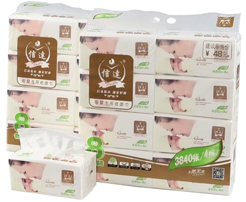 Minekkyes Weiche Kosmetiktücherbox für den täglichen Gebrauch, Großpackung mit 16 weißen Seidenpapier, perfekte Tischgröße Taschentuchbox (4-lagig, 100 Blatt pro Packung)