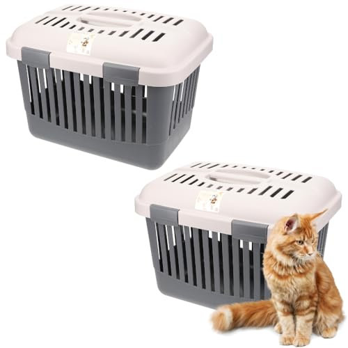 2X Katzentransportbox Oben Öffnen Open Top Stressfrei Dachöffnung Hundetransportbox Hunde Katzen Kleintier Transport Box Transportbox