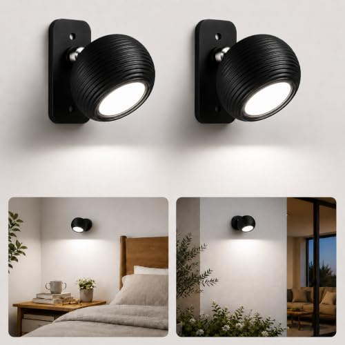 LuminexDesigns Aplique de Pared LED Recargable Sin Cable AURI CX02 | Aplique táctil regulable, magnético, giratorio 360 grados, sin cable, para lectura, dormitorio, salón y luz para cuadros