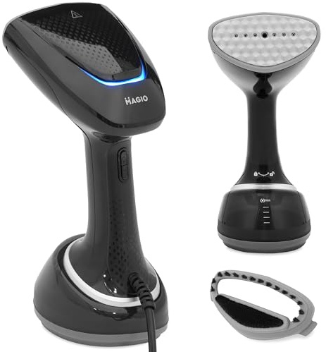 MAGIO Plancha de vapor de mano 1700 W, Calentamiento rápido, 28 g/min de vapor, Uso vertical y horizontal, Apagado automático, 350 ml, Compacta, Steamer para viajes, para todo tipo de tejidos