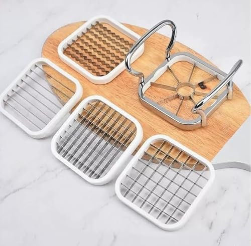 Taglia Patate Fritte, Taglierina per Verdure, 5 in 1 Taglia Mele in Acciaio Inossidabile Taglia Frutta Affetta Patate a Bastoncino Taglia Verdure Manuale, per DIY, frutta, patate, utensili da cucina