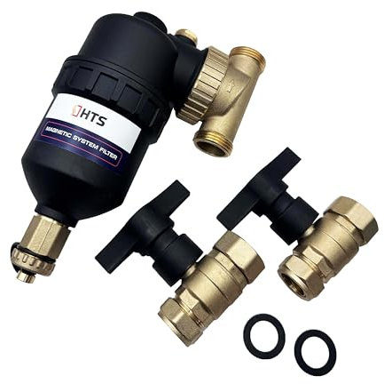 HTS - Central Heating Magnetic System Boiler Filter AFM-08 (22mm Ball Valves, 1200 Gauss)
