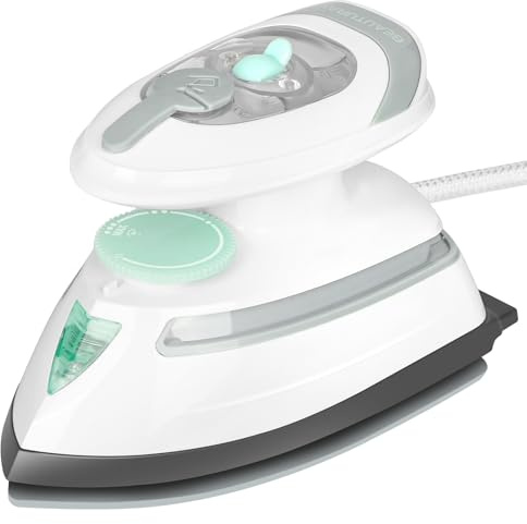 BEAUTURAL Mini Travel Steam Iron for Clothes with Dual Voltage, Temperature Control, Non-Stick Soleplate and Cord Storage, Ideal for Sewing, Quilting and Handcraft
