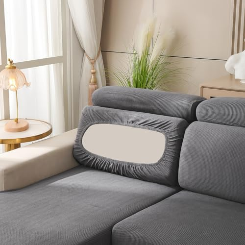 AMFUN Copriseduta Divano Elasticizzato, Fodera per Cuscino, Elasticità Cuscinos per Divano Fodera, Divanos Fodera per mobili Protezione, Grigio scuro (Schienale-Cuscino,Bugia)
