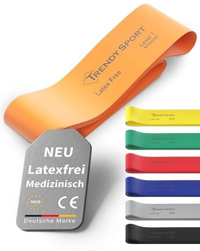 TRENDY SPORT Widerstandsband 2,5m latexfrei – Level 1 Extra Leicht – hochwertiges Fitnessband für Reha, Mobilisation & Physiotherapie – rutschfest, puderfrei