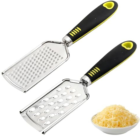 ​​Homiladi Cheese & Ginger Grater | 2 Pcs Kitchen Hand Graters & Zesters with Razor-Sharp | Flat Stainless Steel Zester & Grater for Cheese Garlic Lemon Ginger Nutmeg Coconut Carrot Chocolate​