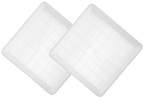 BESPORTBLE 2 Piezas Bandejas Cuadradas para Macetas Plástico Grueso Resistente Platillos Blancos Antigoteo para Plantas Suculentas y Bonsáis Base para Jardín Interior y Exterior