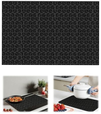 Yotlein Induktionsplattskyddsmatta, 52 x 78 cm, svart, silikoninduktionsmatta, värmebeständig, halkfri och reptålig, återanvändbar, lätt att rengöra