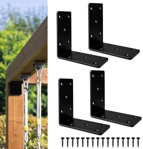 ITEVE.GD 5x5x2.5 Inside Corner Brace Brcket,90° Angle Heavy Duty Brackets with Screws,L Shaped Bracket for 4x4 4x6 Wood Beam,Metal Angle Bracket for Garden Pavilion,Porch,Cabin,Shelve,Bed (4pcs)