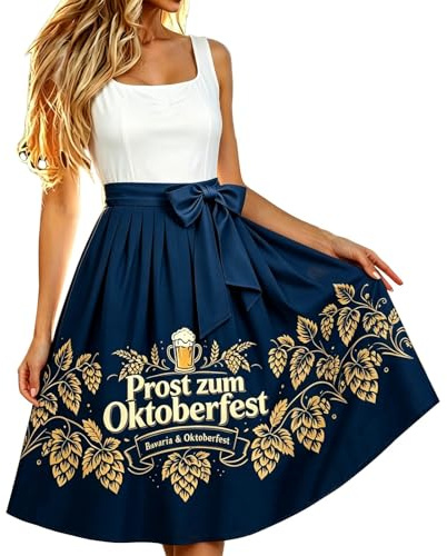 Dirndl förkläde dirndlförkläde individuellt med rosett dirndlförkläden kostymmode förkläde för Dirndl med knytband, traditionell kjol dam för bayersk oktoberfest outfit