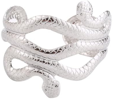 MALUGOGO 1pieza Brazalete de Metal Punk con Diseño Serpenteante Exagerado Joyería de Brazo y Duradera para Mujer y Hombre Decoración de Brazo Estilo Europeo Plateado
