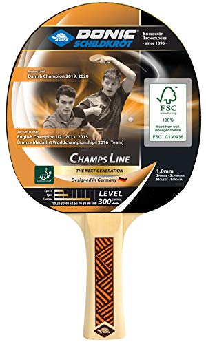 Donic-Schildkröt Tischtennisschläger Champs Line 300, FSC-Holz, 1,0 mm Schwamm, Jade - ITTF Belag, 705132