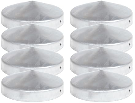 8 x Cappuccio copripalo rotondo Ø 101 mm in acciaio zincato a caldo – per pali in legno Ø 100 mm – resistente alle intemperie, con fori laterali per viti