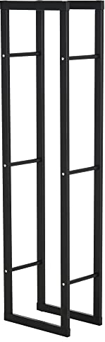 HOMCOM Kaminholzregal 40 x 25 x 150 cm Brennholzregal aus Metall, Kaminholzständer für Innen und Außen, Schwarz