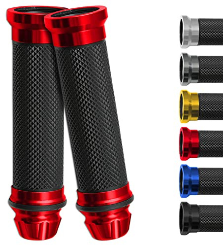 DREAMIZER Motorcycle Handlebar Grips 7/8-22mm Handle Grip Universal CNC Handlebar Cap for CBR CB GSXR 600 650 1000 R6 Ninja ZX H2 - Red