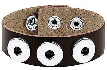 ANDANTE Leder Armband für Chunks Click-Buttons mit Druckknopf-Verschluss (18-22 cm) Dunkel-Braun