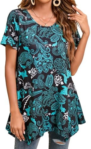 Enmain Femme Tunique à 3/4 Manches Longues Chemise Imprimée à Motifs Floraux Paisley pour Les Femmes Casual élégant Chic T-Shirt Blouses