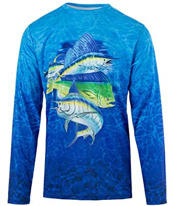 Kobalt1 Boys 2T-18 Blue Marlin Water Sport Fishing UPF Performance Shirt (16/18)