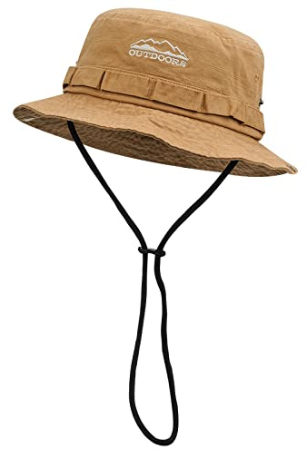 CLAPE Cappellino da Sole Uomo Donna Cappello da Pescatore Stile Cowboy Cappello Protezione UV Cappello Safari Boonie Regolabile Cappello Trekking Tesa Larga