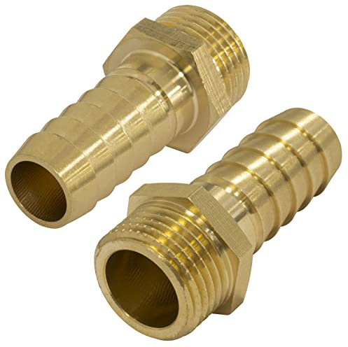 AERZETIX - Set di 2 - Raccordo Maschio Scanalato in Ottone 1/2 per Tubo Ø16mm - Filettatura Esterna - per Chiave 22mm - Adattatore Connettore Sistema Circuito Irrigazione Pompa