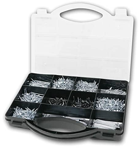 world-trading-net - 2000-teiliges Stahlnagel-Sortiment, verschiedene Nägel für Haushalt und Gewerbe, Drahtstiftnägel, Drahtnägel und Teppichnägel