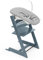 Stokke Tripp Trapp Chair (Fjord Blue) with Newborn Set (Grey) - Cosy, Safe & Simple to Use - for Newborns Up to 20 lbs
