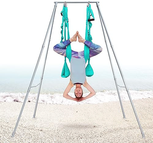 FEBTECH - Aerial Yoga Stand Frame - Heavy Duty Steel Yoga Trapeze Stand Support up to 550 lbs - Portable Indoor Outdoor Arial Stand