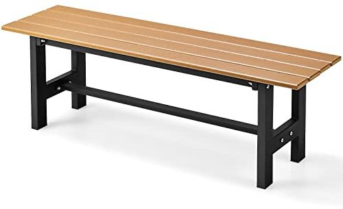 KOMFOTTEU Trädgårdsbänk metall, sittbänk utomhus, väderbeständig, metallbänk kan belastas upp till 300 kg, parkeringsbänk för trädgård, gård, balkong, 120 × 36 × 40,5 cm (brun)