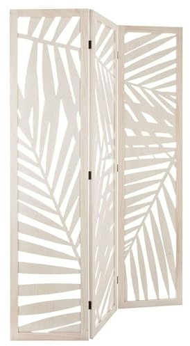 Miroytengo Biombo Decoración Separador Ambientes Dormitorio Salón 3 Paneles Madera Akira Color Blanco