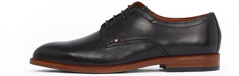 Tommy Hilfiger Calzado Derby Hombre Thunit Leather con Puntera Redonda, Negro (Black), 42