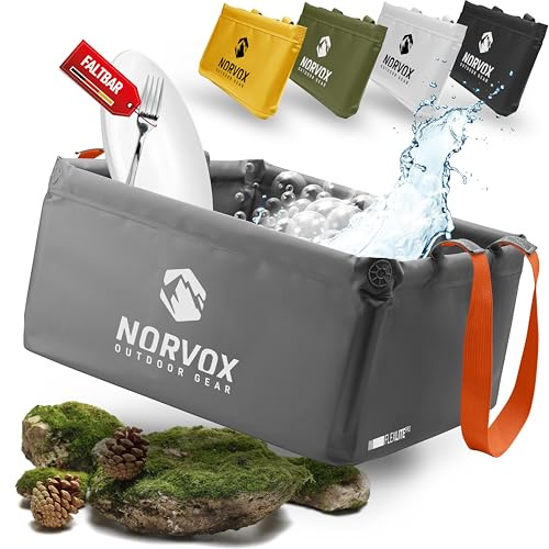NORVOX Ciotola pieghevole da campeggio – 20 l – Ciotola pieghevole – universale come ciotola per il lavaggio o come secchio pieghevole