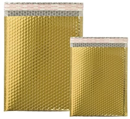 Lot de 50 enveloppes rembourrées à bulles pour envois postaux - Sacs d'emballage - Sacs de livraison pour colis I - Doré - 18 x 23 cm