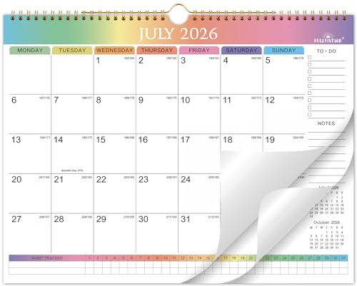 2026-2027 Wall Calendar - 18 Month Calendar from July 2026 to December 2027, Large Monthly Calendar with Habit Tracker, To-Do List & Notes, Rainbow Gradient Design for Family, Office & Planning